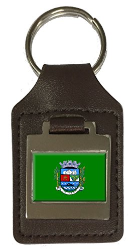 Porte-clés en cuir gravé Sao Fidelis luxe et artisanat Rio de Janeiro