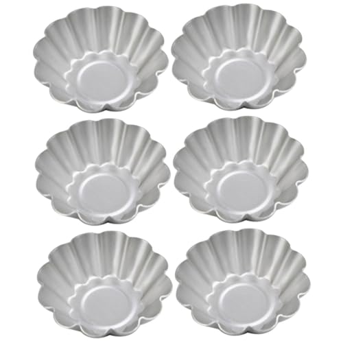LEDMOMO 6個 属製タルトレット型 花形エッグタルト型 ケーキベーキングカップ 耐熱非粘着パイ マフィンカップ 製菓用均一加熱ツール