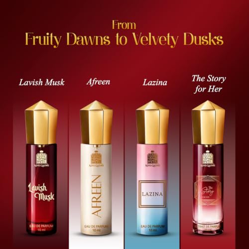 Image of Adilqadri Perfume Gift Set for Women (Pack of 4 x 10ml) | Long Lasting EDP Fragrance Combo for Her | Floral, Fruity, Musky, Woody & Sweet Notes | Travel Size Luxury Perfume Gift Set for Women