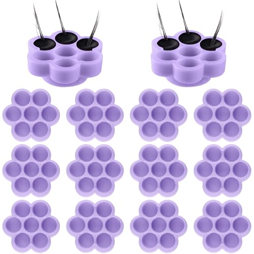 Maitys 200 Pcs Flower Glue Cup Lash Glue Holder Eyelash Extension, Purple