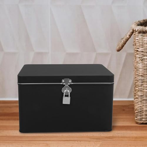 Boîte à thé résistante à l'usure en tôle d'acier avec serrure intégrée pour petits accessoires - 5