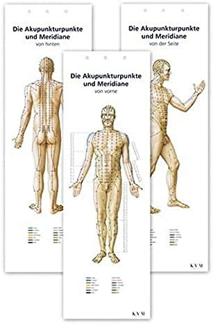 Akupunktur-Poster-Set: Darstellung sämtlicher Akupunkturpunkte von vorne/hinten/seitlich