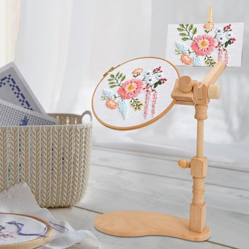 guofa Embroidery Hoop Stand, Hands Free Cross Stitch Stand for Lap/Ovals, 360° Adjustable Wooden Holder for Cross Stitch & Craft Needlework by guofa - Used condition - Image 6