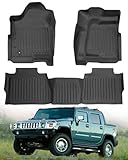 BAMACAR for Hummer H2 Floor Mats 2003-2009 1st & 2nd Row All Weather Waterproof TPE Rubber Floor Liners for Hummer H2 Accessories 2009 2008 2007 2006 2005 2004 2003 Carpet (3-Piece Set, Black)