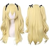 Anogol Hair Cap+ Blonde Wigs Long Straight Ponytails Anime Cosplay Wigs Synthetic Hair for Man woman...