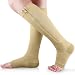 Ailaka Medical Zipper Compression Calf Socks 15-20 mmHg for Women and Men, Knee Length Open Toe Firm Support Graduated Varicose Veins Hosiery for Edema, Swollen, Nurses, Pregnancy, Recovery