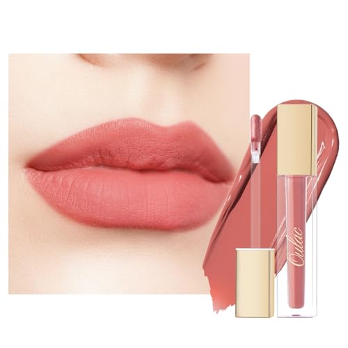 Bild von Oulac Flüssiger Matt Lippenstift, Nackter Pfirsich Lippenstifte, Langanhaltend mit Kussechter, Intensiver Farbabgabe, präzisem Applikator, Mattem Finish, Vegan Clean Beauty 4,5 ml (M11)