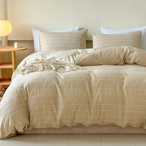 Simple&Opulence Linen Duvet Cover King Size, 3 PCS Natural Linen