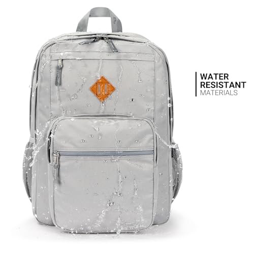 Image of ZORFIN 36L Backpack for College, and Travel: Water Resistant Bookbag with 8 Compartments - Grey