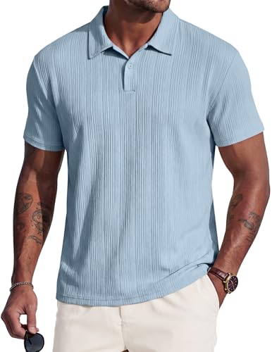 Camisetas polo informales para hombre JMIERR 2026, de punto elástico con textura estilo 'old money', manga corta miniatura 1