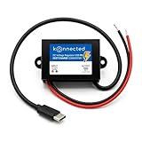 Konnected DC to USB-C PD Fast Charge Converter, 10-30V Input, 65W Max - Hardwire Car, Alarm Panel, Raspberry Pi