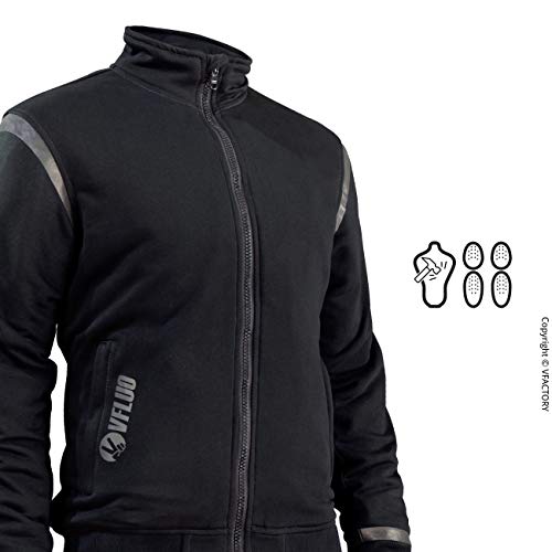 VFLUO Full Protect City Chillu0099, Veste Moto doublée 100% Kevlar, Réfléchissants 3M Technologyu0099, Protections Homologuées Anti-Chocs Ultra-Souples SAS-TECu0099, Noir, sans Motif, XXL