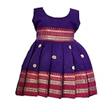 AMBA COLLECTION BOUTIQUE Girl's Traditional Ethnic Wear NarayanPeth Butti Design Sleeveless Frock Violet