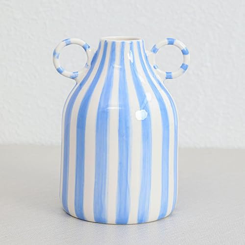 Image of Creations Decorative Flower Vase Photo Prop Porcelain Vase for Garden Entryway Farmhouse Blue White StripesHome & Garden|Home D?Cor|Vases