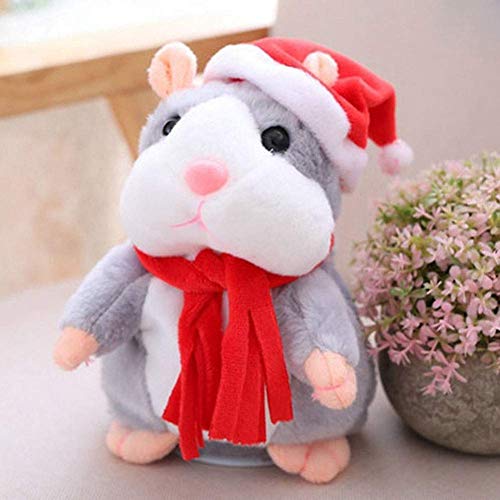 Plush Animal Toy Omaky Cheeky Talking Hamster Mouse Pet Christmas Toy Speak Sound Record Hamster Gift for Boys, Girls & Baby Interactive Toys for Valentine's Day (Gray)
