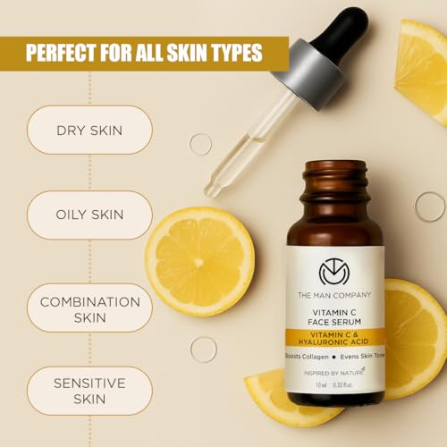 Image of The Man Company 40% Vitamin C Face Serum With Hyaluronic Acid | Boosts Collagen | Glowing & Brightening Skin | Soft, Smooth & Supple | All Skin Types - 10ml | Valentine gift Set for boyfriend