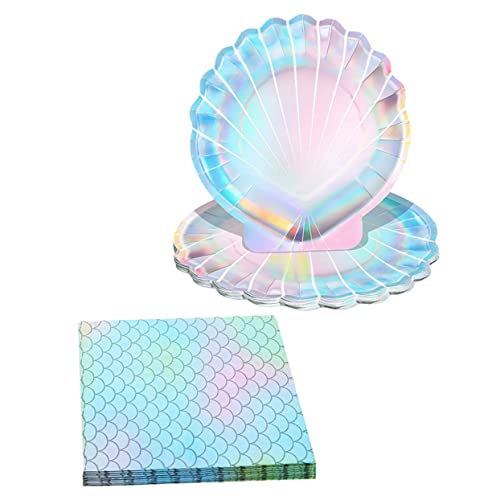 Anneome 4 Conjuntos De Suprimentos De Festa De Aniversário De Concha De Prato De Papel De Concha