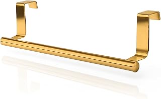 キッチンタオルハンガー タオル掛け ステンレス 穴あけ不要 扉 2cm対応 タオルバー 洗面所 (ゴールド)