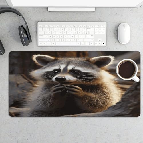 Cute Raccoon Desk Mat Non-Slip Large Mouse Pad miniatura 5