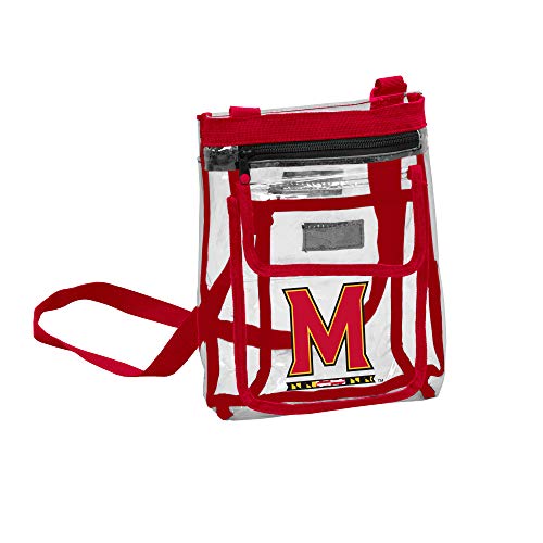 Logo Brands NCAA Maryland Terrapins Gameday Clear Crossbody Bag - Stadium Approved, Adjustable Strap, Two Pockets, Front Zipper Pocket