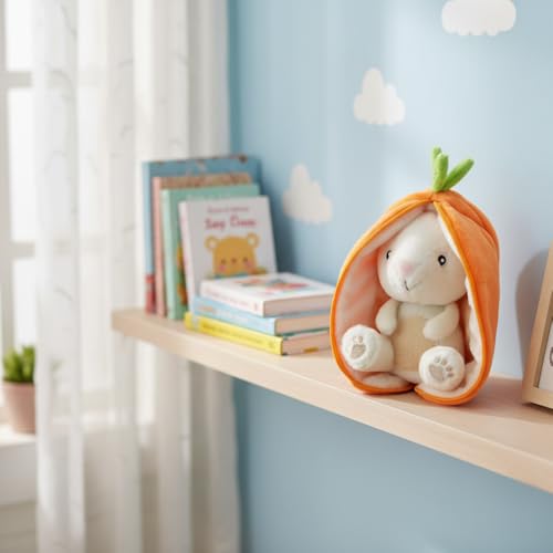 FLIPETZ Les DÉGLINGOS Doudou Gadget Le Lapin/Carotte - Lapin Cache-Cache réversible - Peluche Toute Douce pour bébé - Idées Cadeaux de Naissance, Orange et Blanc, 14 cm – vue 8