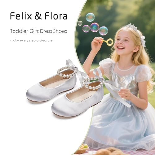 Image of Felix & Flora Girls Toddler Little Ballet Shoes - Flower Girls Mary Jane Flats Dress Shoes Party Wedding