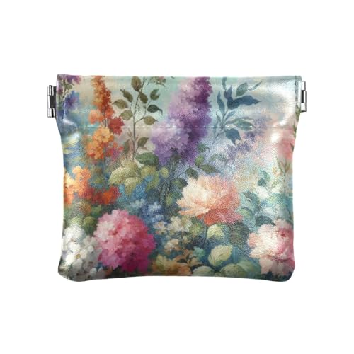 Lots Of Flowers Coin Purse Leather Pouch Change Purse, Squeeze Coin Pouch for Cards, Keys & Lipsticks, Unisex