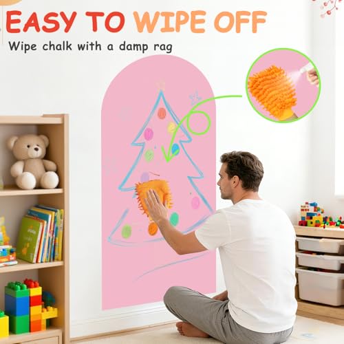 FUHSY Magnetischer Wandaufkleber, 100 x 45 cm, rosa Farbe, magnetischer Wandaufkleber, Bogentafel mit mehreren Zubehörteilen, magnetische Wandzeichnung, Lernen für das Spielzimmer, Zuhause