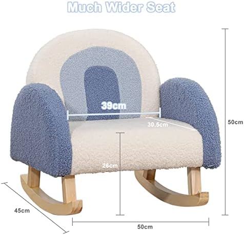 Dripex Toddler Wooden Chair, Kids Rocking Chair with Fleece Cover, Child Upholstered Armchair for Girls and Boys Aged 2-6