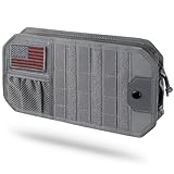LIVANS Tactical Car Sun Visor Organizer, Automotive Semi-Rigid MOLLE Panel with Zipper Storage Pouch & Glasses Clip, Universal Fit for Trucks, SUVs, Jeeps & Patrol Vehicles (Gray)