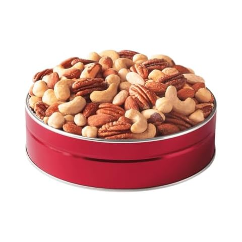 The Swiss Colony Premium Deluxe Mixed Nuts in Gift Tin - Pecans, Almonds, Cashews, Brazils, Filberts (Hazelnuts), Salted Treats Perfect for Snacking, 15 oz. Cover