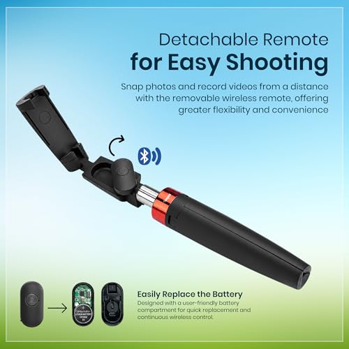 Image of Simpex MA 3333 Portable Selfie Stick with Wireless Remote, 3-Leg Tripod Base, 1 Kg Max Weight Load, 360 Rotation, Compatible with All Smartphones Photography, Videography