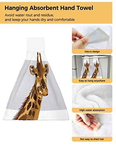 Geometric Art Hanging Hand Towels Kitchen Towel Absorbent Towel Hanging Towel Hand Bath Towel, 18"X14" Decorative Soft Oven Towel Quick Dry Dish Cloth Towels 1Pcs, Brown Giraffe Textured Pattern #TOP1