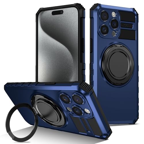 Coque magnétique iPhone 13 Pro Max silicone bleu avec anneau