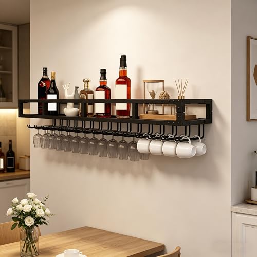 Range bouteille mural de prestige 150cm WXZXWXZX en métal noir mat