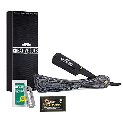 Rasoir coupe choux à Barbe de Creative Cuts - Rasoir de Barbier Homme - Coupe Chou Traditionnel bois de American avec 10 Lames Doubles Derby (20 Lames Simples) Cover