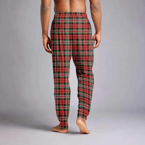 Mens Pajama Pants Comfortable Drawstring Pants Wide Leg With Pockets Comfy Breathable Checkered Trousers Sleep Bottom4