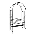 Better Garden Steel Garden Arch with Seat for 2 People, 6'7" High x 3'7" Wide, Garden Arbor for Various Climbing Plant, Outdoor Garden Lawn Backyard