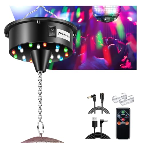 Disco Ball Motor with Light, Party Lights with Remote,6-12RPM Adjustable Speed Rotating Disco...