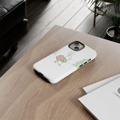 Coque iPhone 14 lapin forêt enneigée finition mate premium blanche - 4