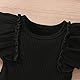 Baby Mädchen Kleidung Neugeborenes Langarm Outfits Plain Romper Top und Floral Hosen Stirnband Bekleidungssets für 0-24 Monate (Schwarz-3, 0-3 Monate)