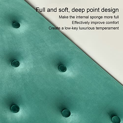Tabouret en Velours Vert Atmosphère Chaleureuse et Confort Boutons Capitonnés - 5