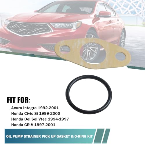 Image of Oil Pump Strainer Pick Up Gasket & Rubber O-Ring Kit for Honda Acura B16A B18C 15221-PW0-S01 91308-P3R-T01