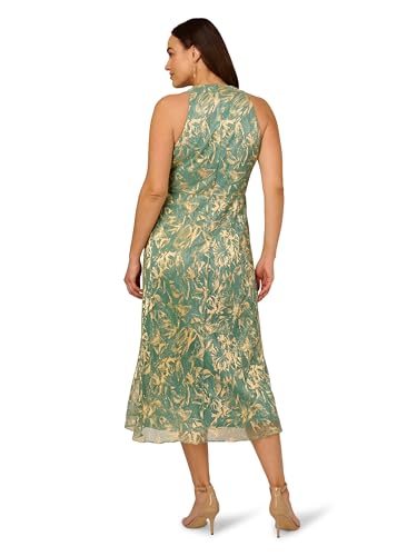Adrianna Papell Women's V Neck Soft Skirt Midi Dress2