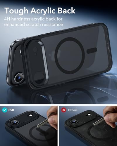 Image of ESR for iPhone Air Case, Camera Control Cover, Compatible with MagSafe, Shockproof Military-Grade Protection, Magnetic Phone Case for iPhone Air, Classic Hybrid Case, Frosted Black