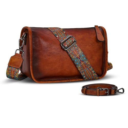 HESHE Crossbody Bag for Women Leather Hobo Purse Trendy Lightweight Boho Shoulder Bag with Two Straps Designer Cross Body Bag