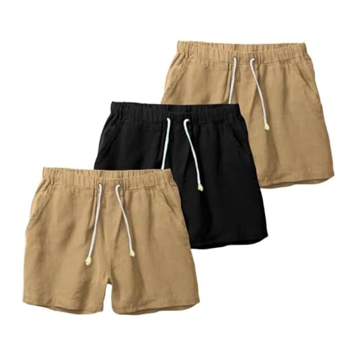 Kit 3 Bermuda Short de Linho Premium Masculina Moda Praia Luxo Opice (BR, Alfa, G, Regular, Regular, 2 Bege e 1 Preto)