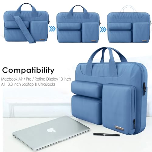 Image of Probus 360 Protective Laptop Shoulder Bag for 13.3 Inch Laptop /MacBook /Chromebook /Notebook Water Resistant Sleeve Case Cover Office Bag - Sky Blue