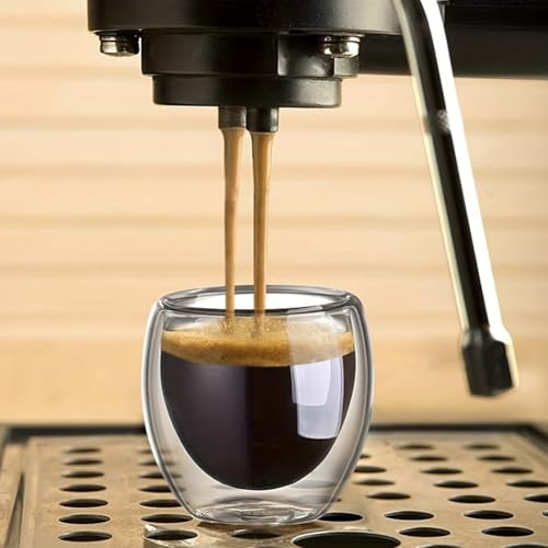 Bibabala Double Walled Espresso Cups 2.7oz,6Pcs Clear Expresso Coffee Mugs,Glass Espresso Shot Cup Set,Small Coffee Mugs,Double Wall Glasses for Ristretto,Lungo,Machiato(80ML)