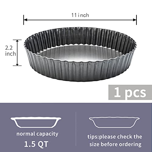 Deep Dish Quiche Pan, 11” x 2” Tall Pie Pan Deep Tart Pan with Removable Bottom, Nonstick Large Fluted Tart Mold Loose Base Round Deep Pizza Pan for Baking Easter Pie - Image 6